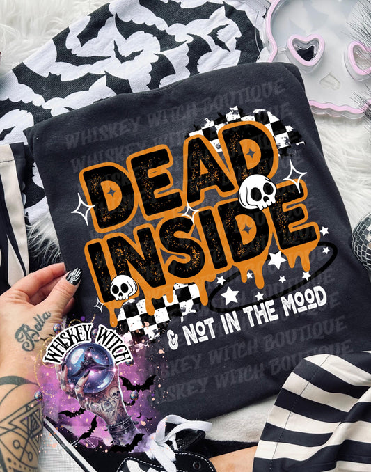 Dead Inside & Not In The Mood grunge snarky funny Vintage halloween T Shirt, spooky Graphic Tee, Spooky Humor Shirt, retro Aesthetic Top