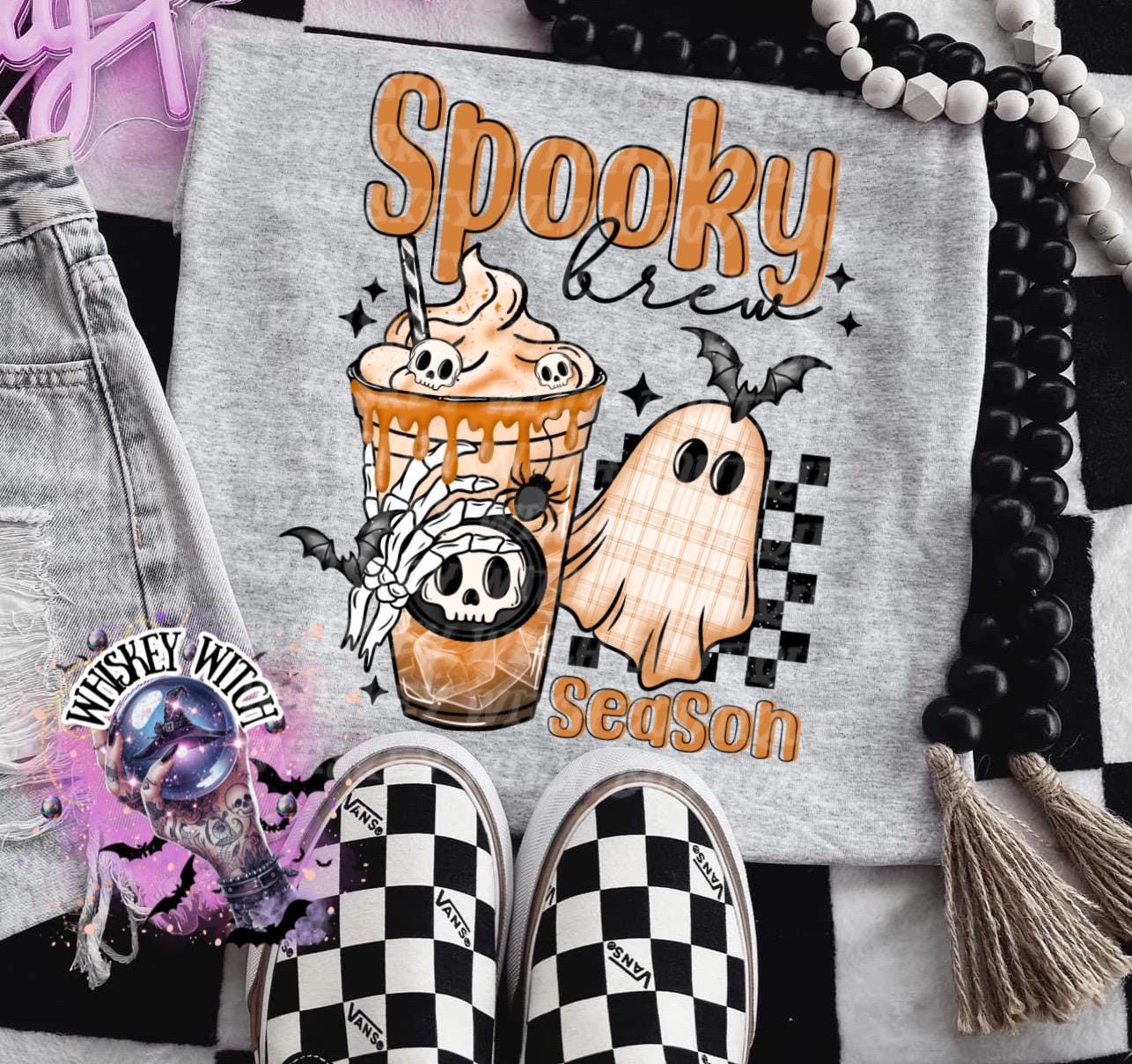 Cute Fall Ghost Spooky Brew Season Halloween Shirt: Retro Coffee Shirt | Creepy Aesthetic Top, Fall Outfit, Halloween Gift
