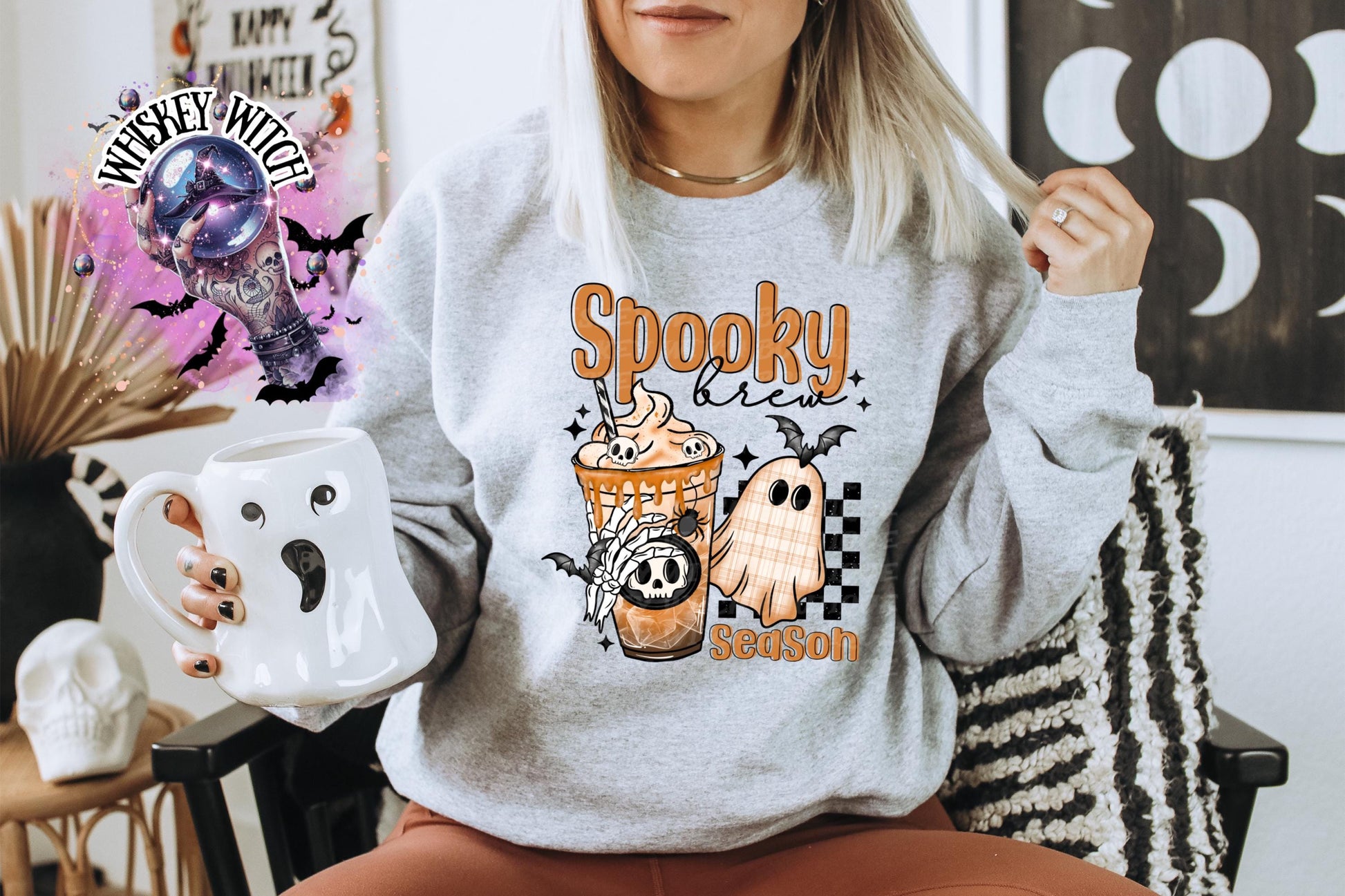 Cute Fall Ghost Spooky Brew Season Halloween Shirt: Retro Coffee Shirt | Creepy Aesthetic Top, Fall Outfit, Halloween Gift