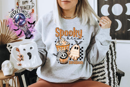 Cute Fall Ghost Spooky Brew Season Halloween Shirt: Retro Coffee Shirt | Creepy Aesthetic Top, Fall Outfit, Halloween Gift