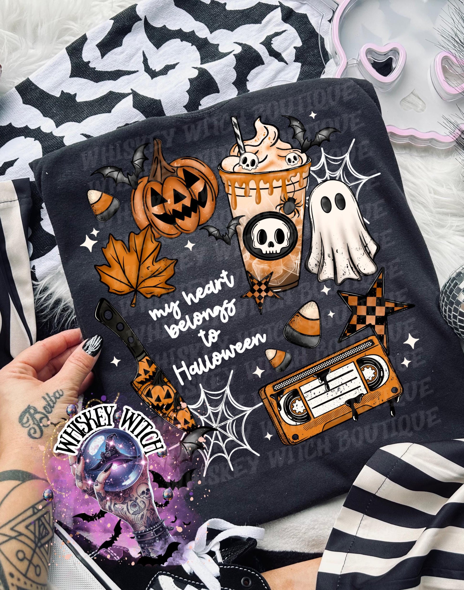 My Heart Belongs to Halloween Cute Vintage Halloween T Shirt, Witchy Graphic Tee, Spooky Humor Shirt, retro Aesthetic Top