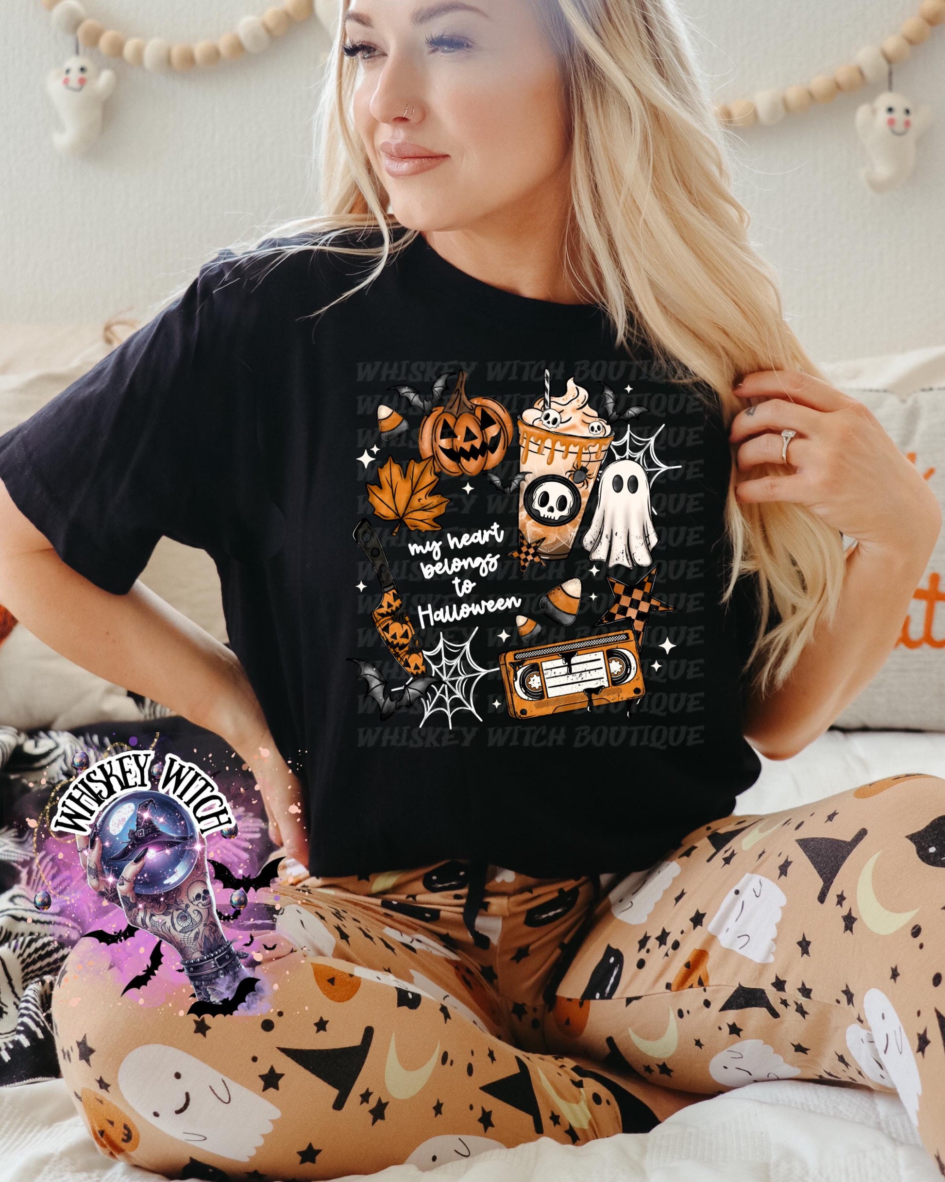 My Heart Belongs to Halloween Cute Vintage Halloween T Shirt, Witchy Graphic Tee, Spooky Humor Shirt, retro Aesthetic Top