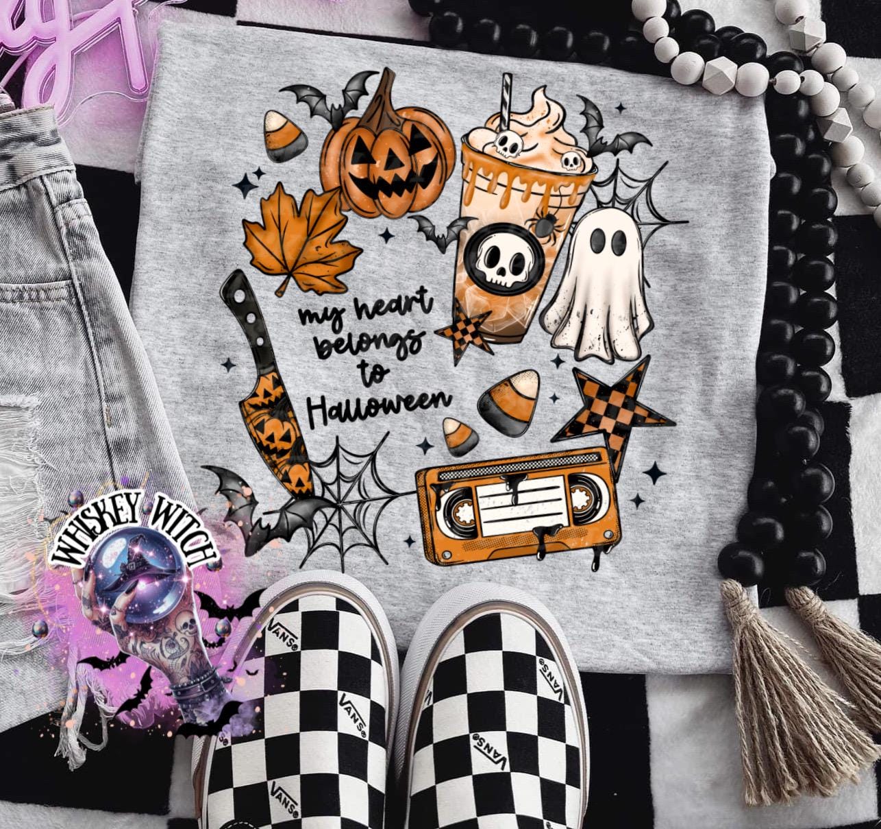 My Heart Belongs to Halloween Cute Vintage Halloween T Shirt, Witchy Graphic Tee, Spooky Humor Shirt, retro Aesthetic Top