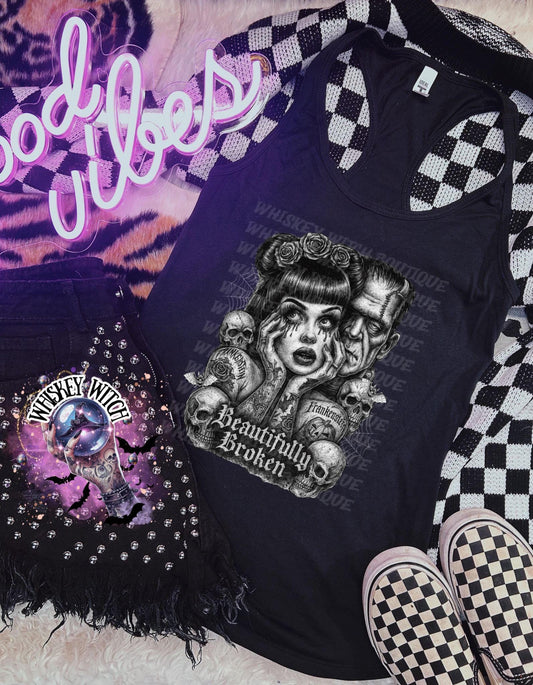 Spooky Cute Beautifully Broken Witchy Halloween Geaphic TankTop | cute summer shirt | Spooky Season Shirt | Gift ideas for her | witchcore