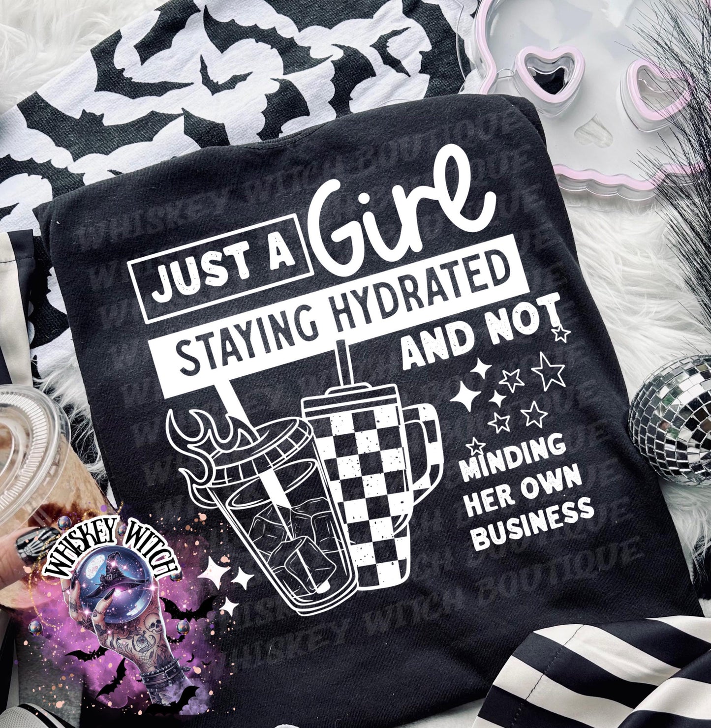 Just A Girl Staying Hydrated grunge snarky funny Vintage halloween T Shirt, spooky Graphic Tee, Spooky Humor Shirt, retro Aesthetic Top