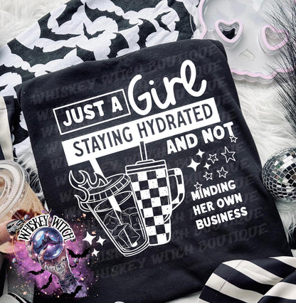 Just A Girl Staying Hydrated grunge snarky funny Vintage halloween T Shirt, spooky Graphic Tee, Spooky Humor Shirt, retro Aesthetic Top