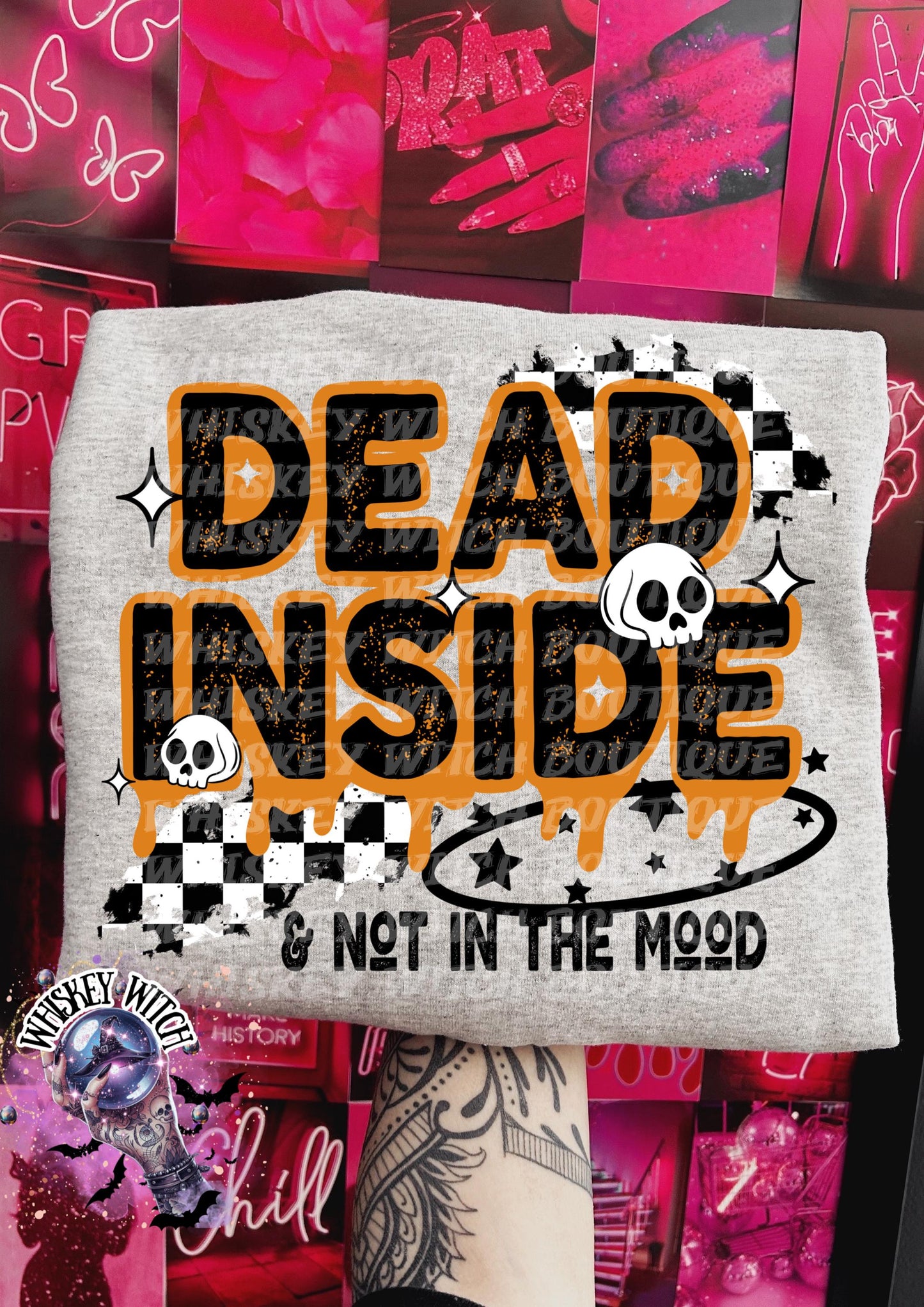 Dead Inside & Not In The Mood grunge snarky funny Vintage halloween T Shirt, spooky Graphic Tee, Spooky Humor Shirt, retro Aesthetic Top