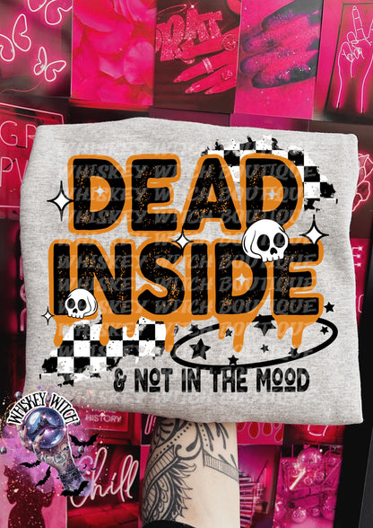 Dead Inside & Not In The Mood grunge snarky funny Vintage halloween T Shirt, spooky Graphic Tee, Spooky Humor Shirt, retro Aesthetic Top