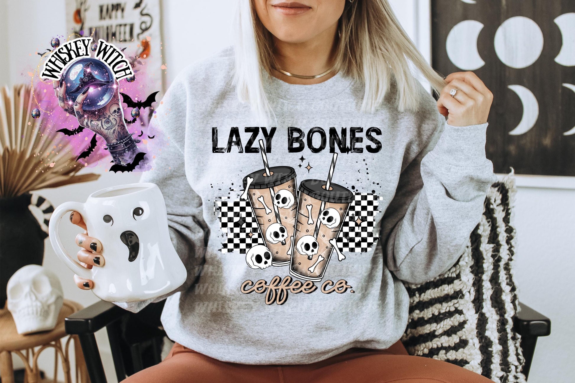 Lazy Bones Coffee Company Skull grunge snarky funny Vintage halloween T Shirt, spooky Graphic Tee, Spooky Humor Shirt, retro Aesthetic Top