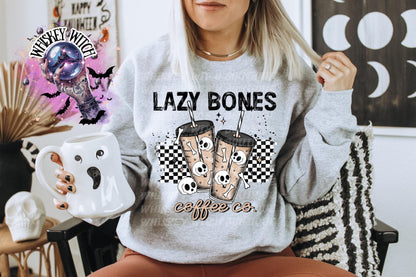 Lazy Bones Coffee Company Skull grunge snarky funny Vintage halloween T Shirt, spooky Graphic Tee, Spooky Humor Shirt, retro Aesthetic Top