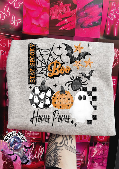 Cute Fall Ghost Stay Spooky Boo Halloween Shirt: Retro Shirt | Aesthetic Top, Fall Outfit, Halloween Gift, pumpkin patch shirt