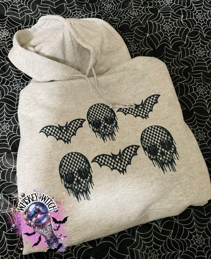 Checkered Skull and Bats trendy Shirt | unisex | trendy | trending | handmade | gift idea | gifts | women’s clothing | sweatshirt | retro