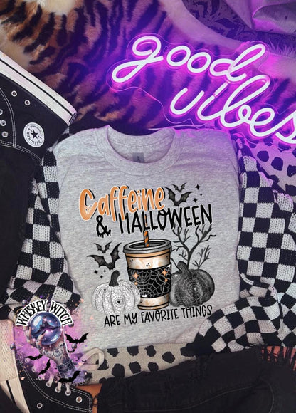 Cute Fall Caffeine and Halloween Season Halloween Shirt: Retro Coffee Shirt | Creepy Aesthetic Top, Fall Outfit, Halloween Gift