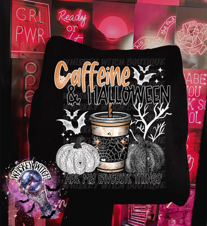 Cute Fall Caffeine and Halloween Season Halloween Shirt: Retro Coffee Shirt | Creepy Aesthetic Top, Fall Outfit, Halloween Gift