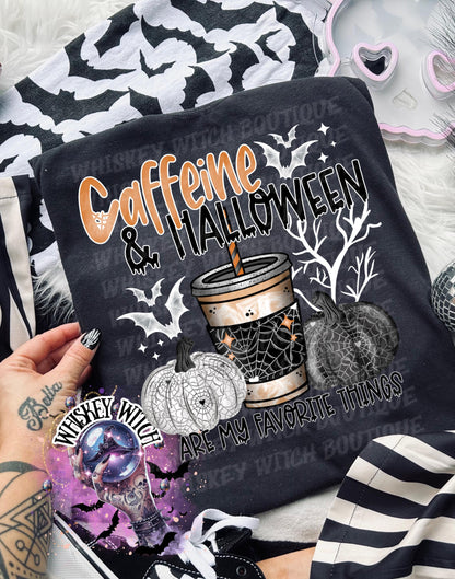 Cute Fall Caffeine and Halloween Season Halloween Shirt: Retro Coffee Shirt | Creepy Aesthetic Top, Fall Outfit, Halloween Gift