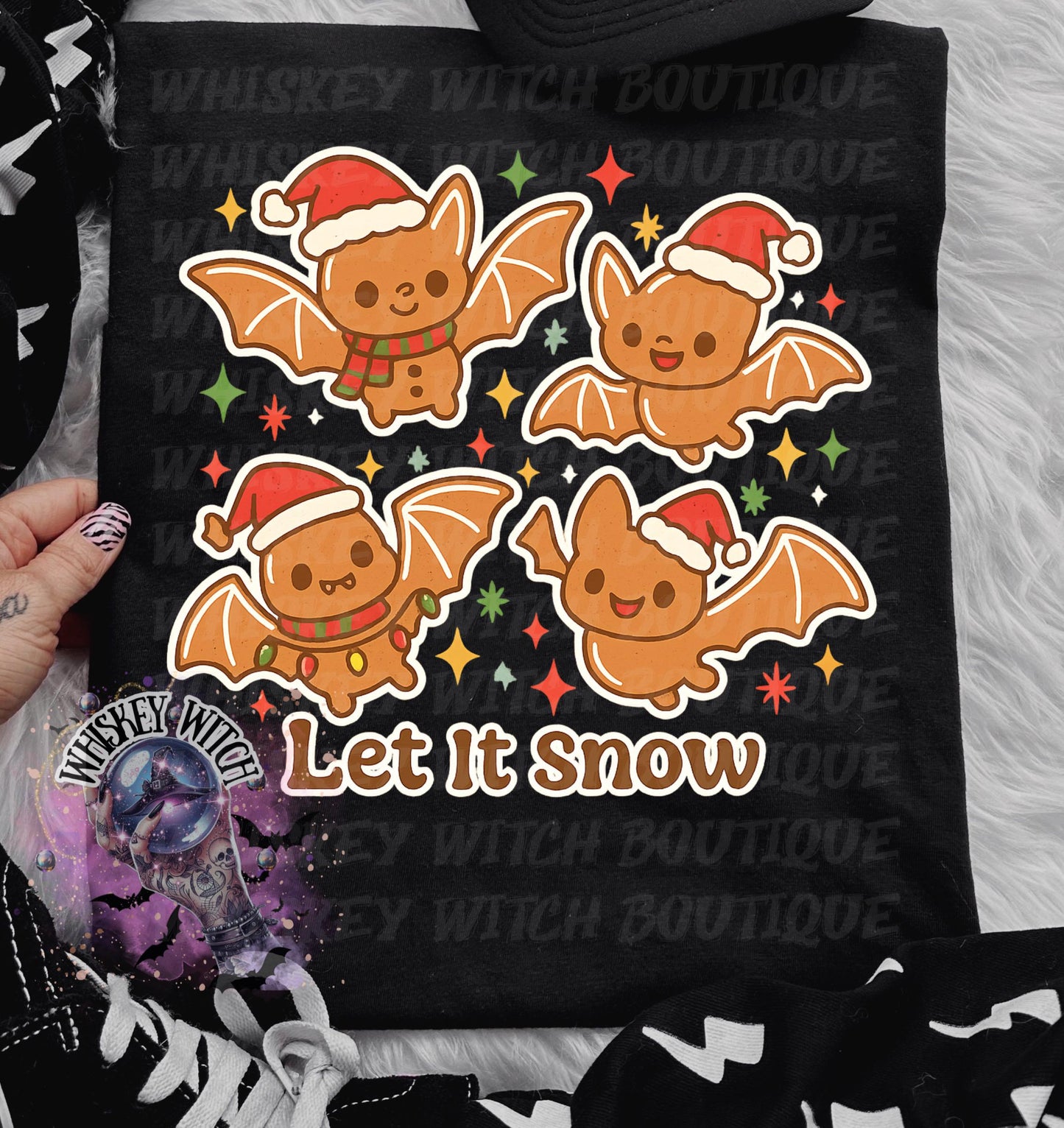 Let It Snow Gingerbread Bat Christmas Shirt | Cute Creepmas Sweatshirt | Spooky Holiday Tee | Gothic Christmas Shirt | Kawaii Winter Gift