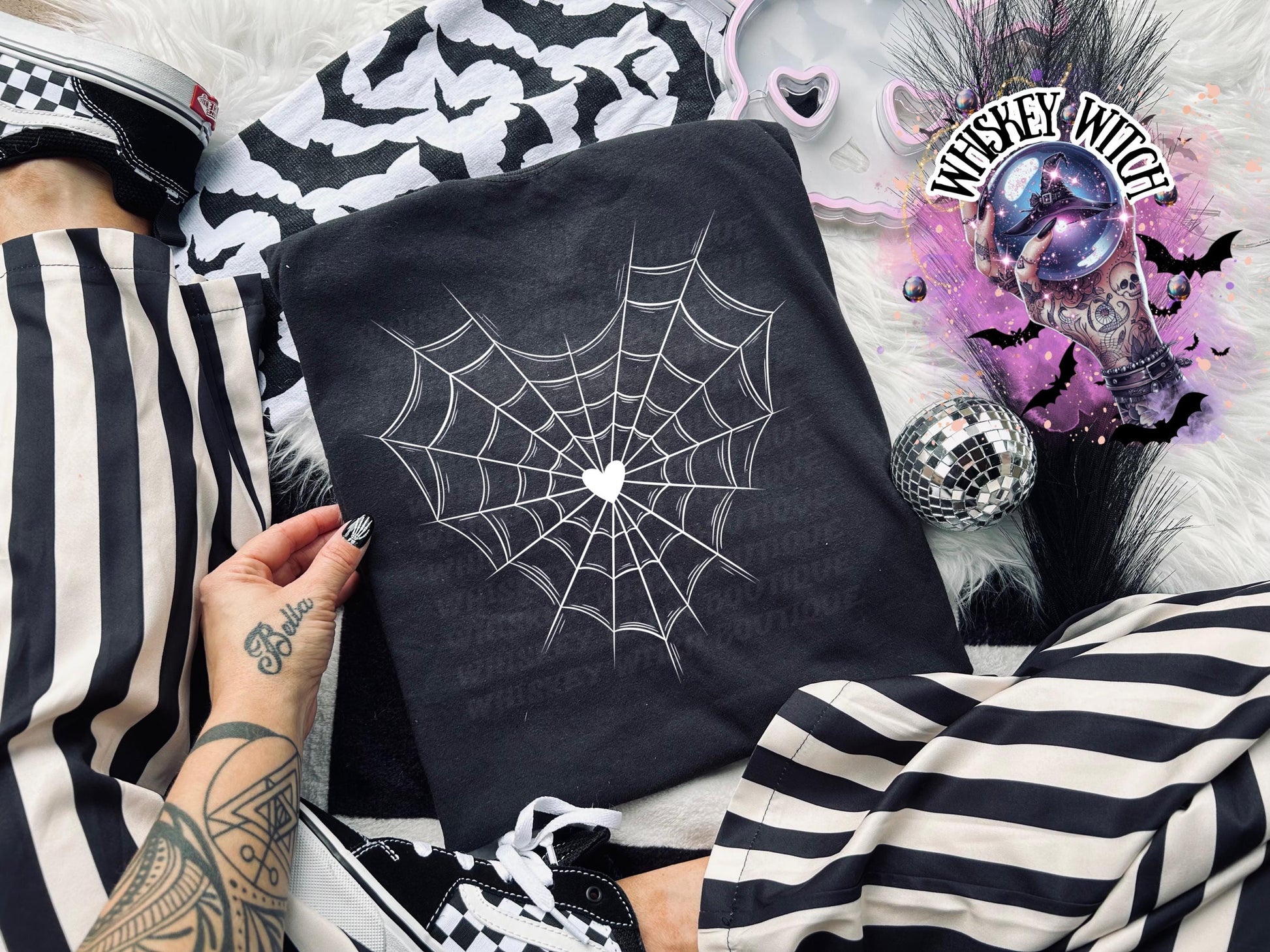 Minimalist Spiderweb Heart Shirt | Gothic Aesthetic Tee | Subtle Spooky Graphic Top | Creepy Cute Cotton Shirt | Whiskey Witch Boutique