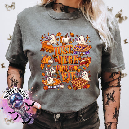 Just Here for the Pie Shirt | Funny Thanksgiving Ghost Tee | Fall Pumpkin Pie Graphic Shirt | Cute Autumn Ghost Shirt | Comfort Colors Ivory