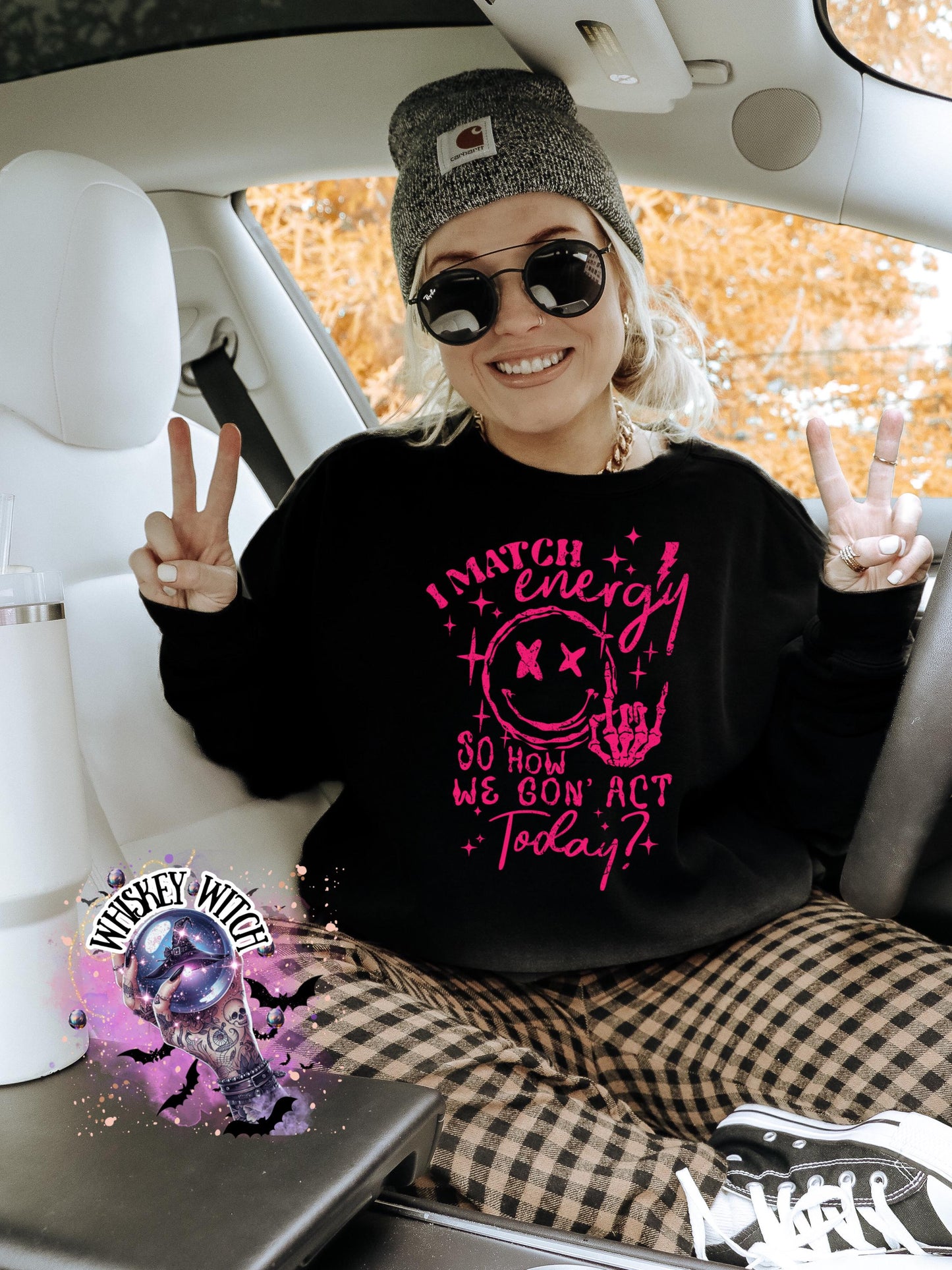 I Match Energy Shirt | Funny Grunge Graphic Tee or Sweatshirt | Neon Pink Rocker Shirt | Edgy Attitude Top | Alternative Streetwear Gift