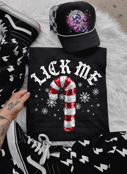 Lick Me Shirt | Funny Christmas Shirt | Naughty Candy Cane Tee | Sublimation Holiday Shirt | Adult Humor Christmas Gift | soft tee