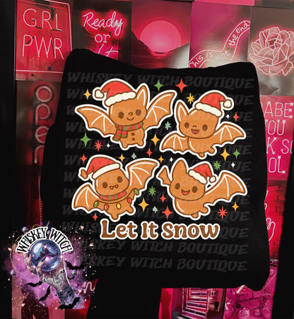 Let It Snow Gingerbread Bat Christmas Shirt | Cute Creepmas Sweatshirt | Spooky Holiday Tee | Gothic Christmas Shirt | Kawaii Winter Gift