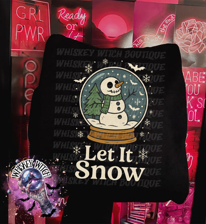 Let It Snow Skeleton Snowman Shirt | Spooky Christmas Snow Globe Sweatshirt | Creepmas Holiday Tee | Gothic Winter Shirt | Whiskey Witch Bou