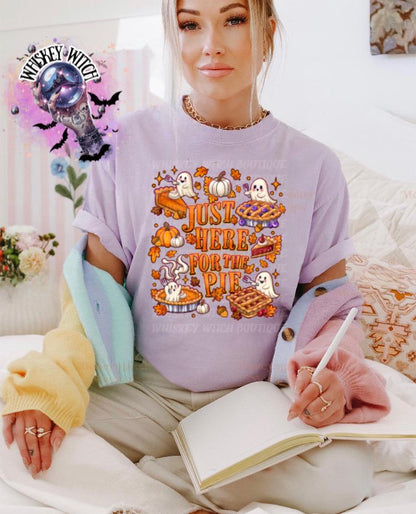Just Here for the Pie Shirt | Funny Thanksgiving Ghost Tee | Fall Pumpkin Pie Graphic Shirt | Cute Autumn Ghost Shirt | Comfort Colors Ivory