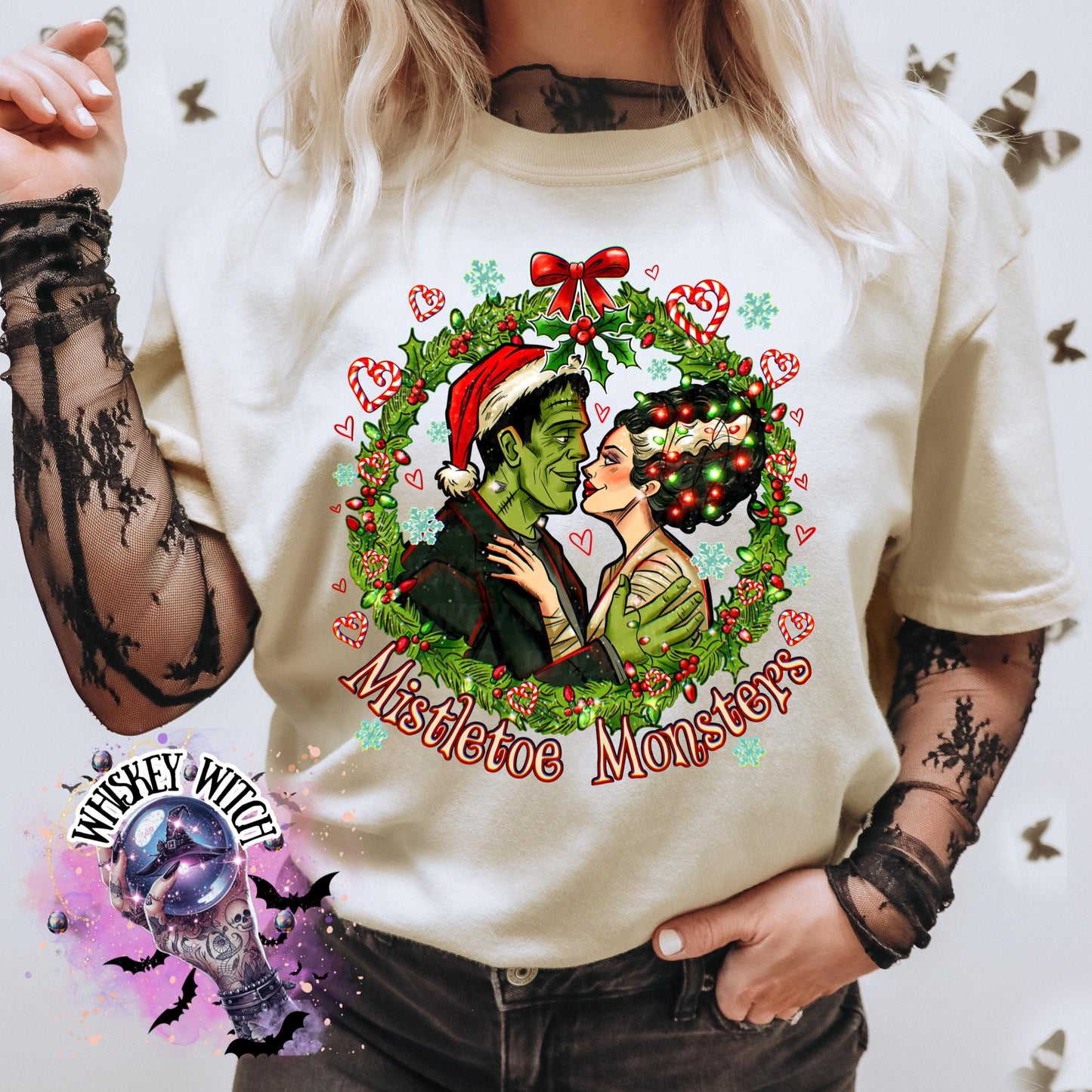 Mistletoe Monsters Shirt | Creepmas Horror Couple Christmas Tee | Retro Horror Christmas Shirt | Spooky Holiday Shirt on Comfort Colors soft