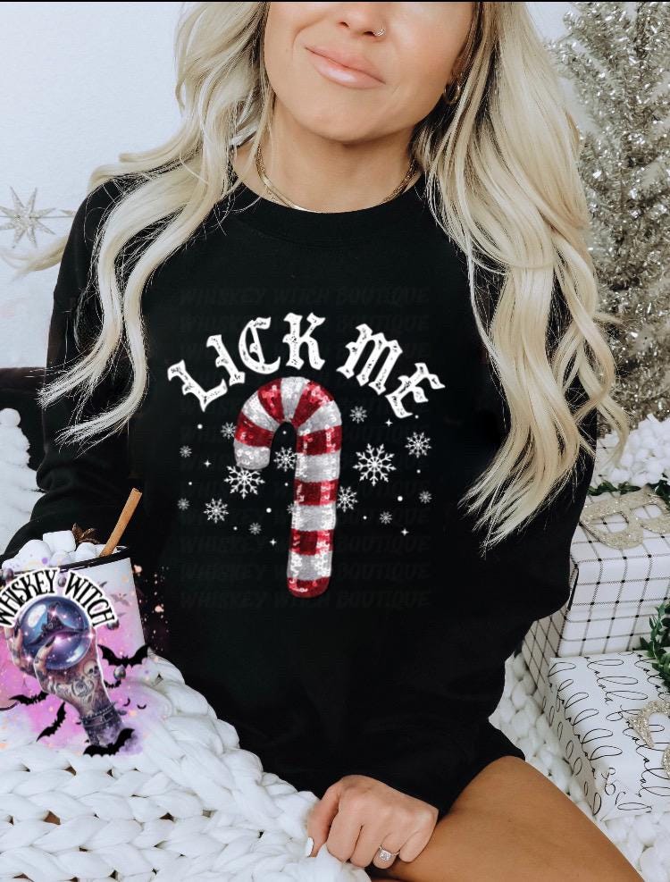 Lick Me Shirt | Funny Christmas Shirt | Naughty Candy Cane Tee | Sublimation Holiday Shirt | Adult Humor Christmas Gift | soft tee