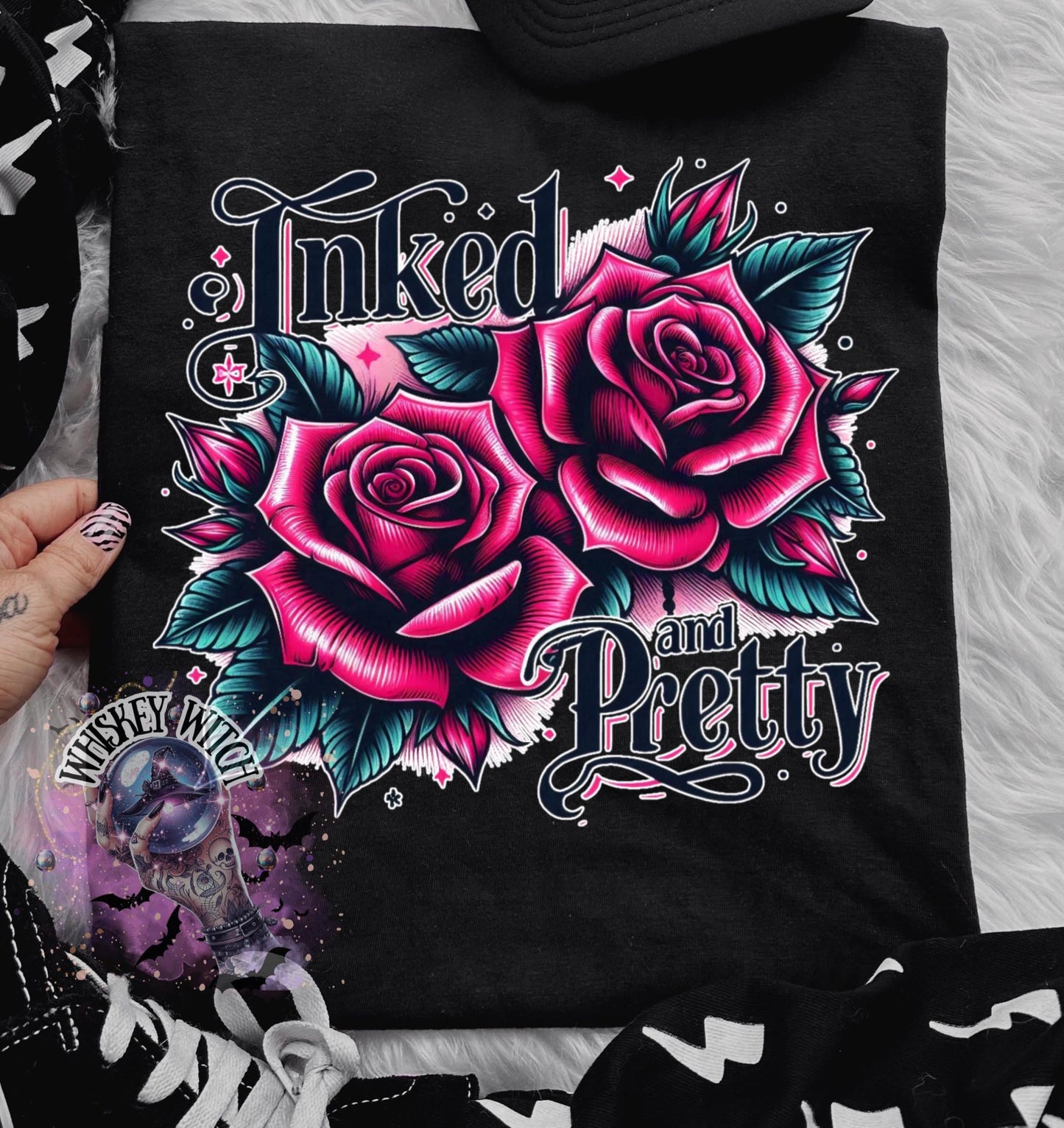 Inked and Pretty Tattoo Skull Unisex Heavy Crewneck Sweatshirt | skull | gift | womens crewneck | shirts for women| goth | trending