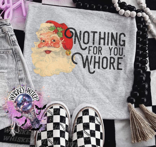 Naughty Santa vintage graphic on ash grey crewneck with censored adult phrase