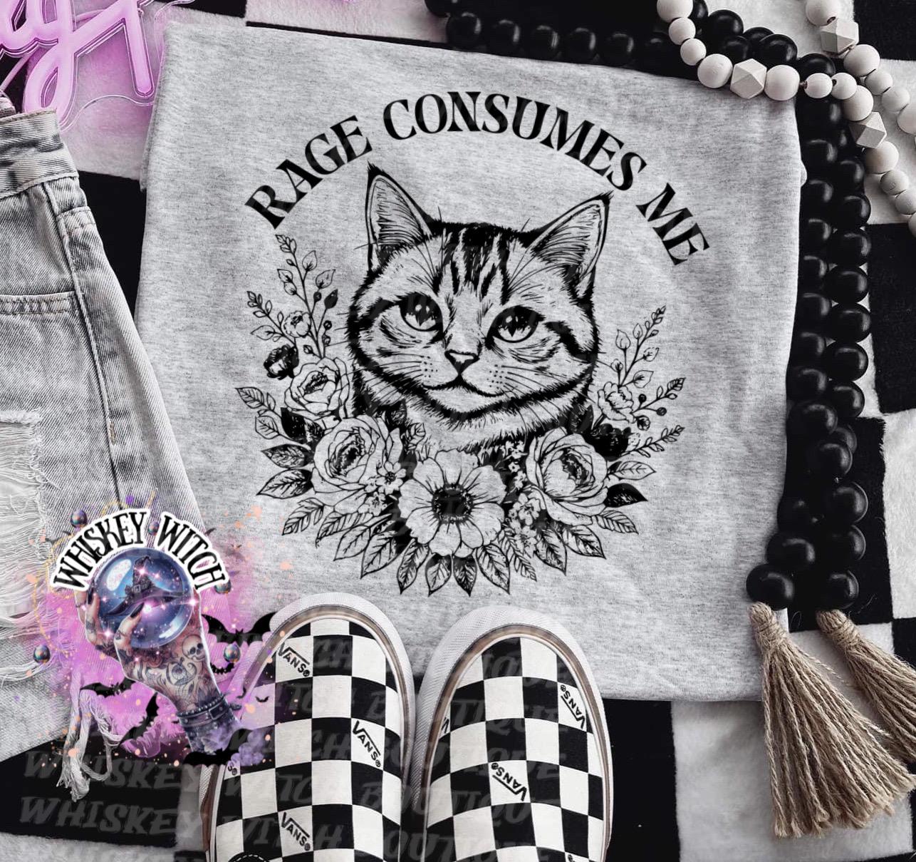 Rage Consumes Me Cat Sweatshirt, Funny Grumpy Kitty Floral Crewneck Vintage Floral Cat Graphic tee