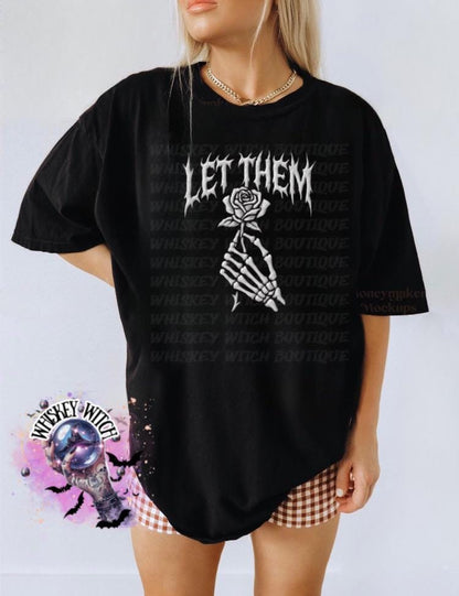 Let Them Quote Skeleton Hand Unisex Graphic T-Shirt, Roses Checkered Design, motivational