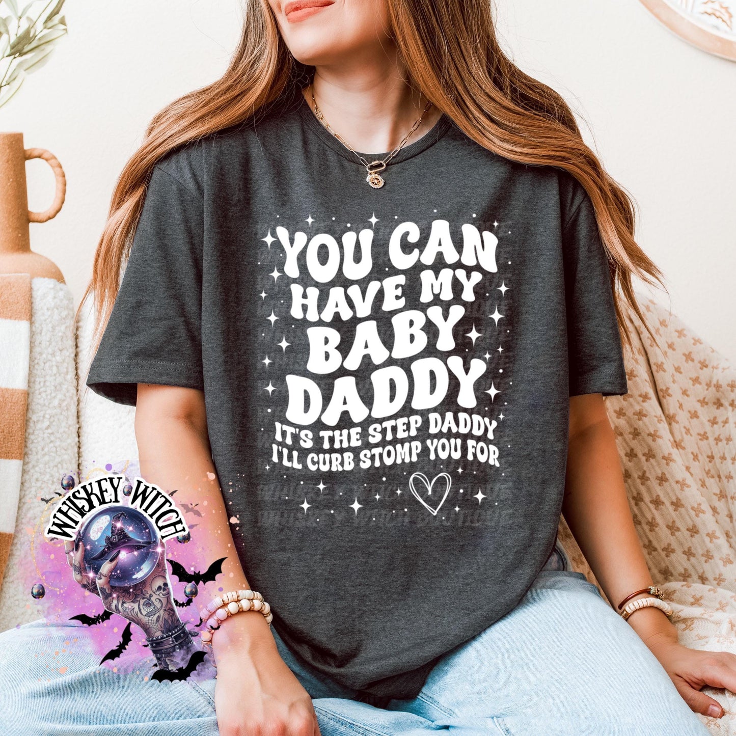 Funny Sarcastic Wavy Text Baby Daddy, Step Daddy Shirt, Mom humor