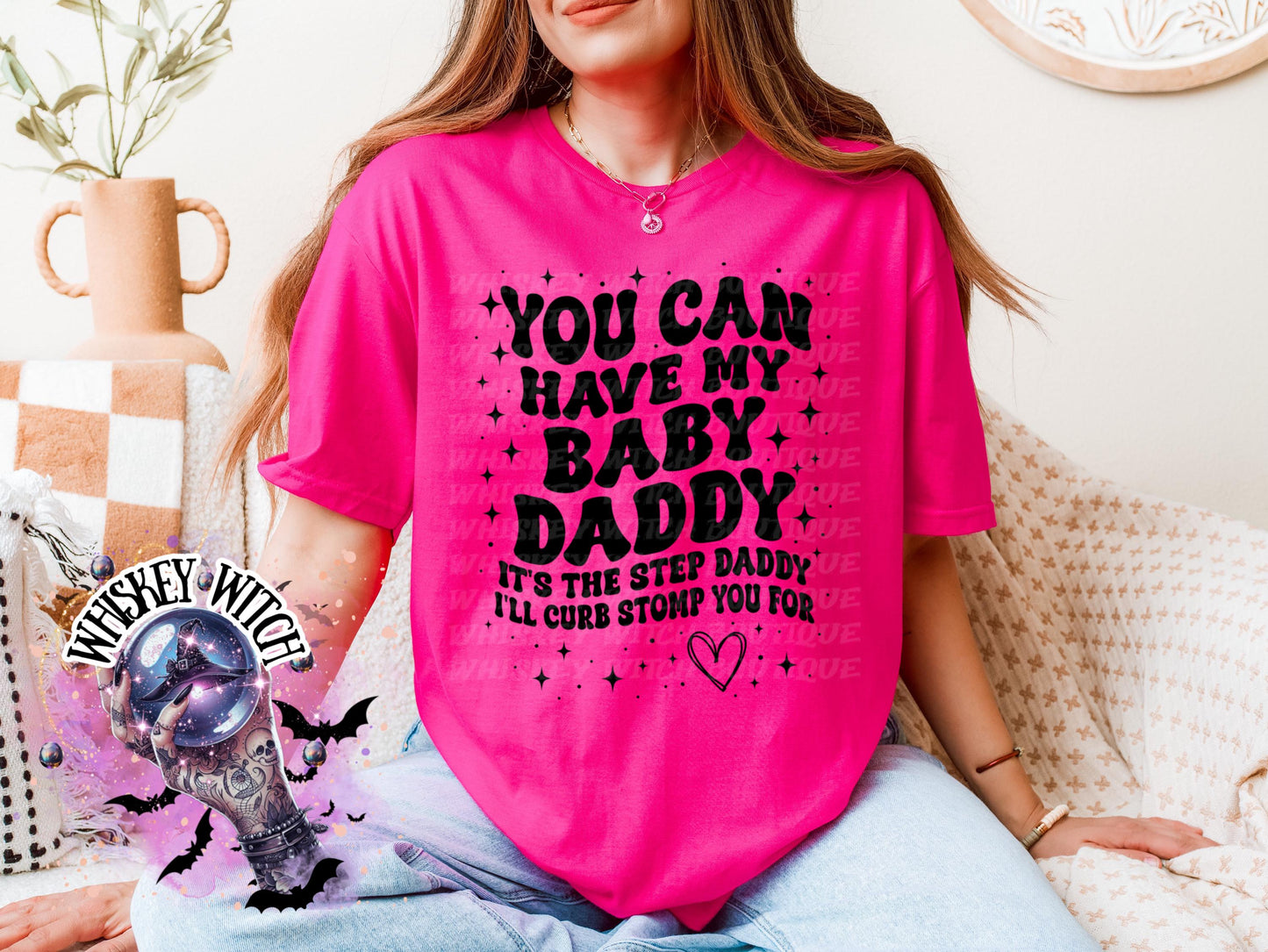 Funny Sarcastic Wavy Text Baby Daddy, Step Daddy Shirt, Mom humor