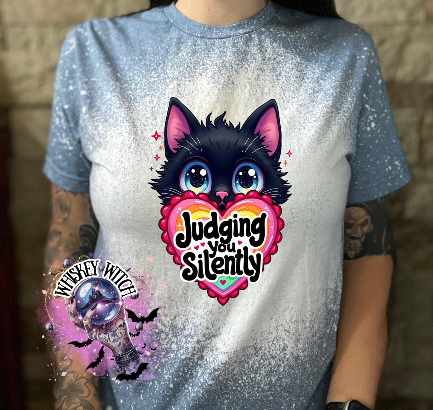 Unisex Judging You Silently Cat T-Shirt Sarcastic Graphic Tee