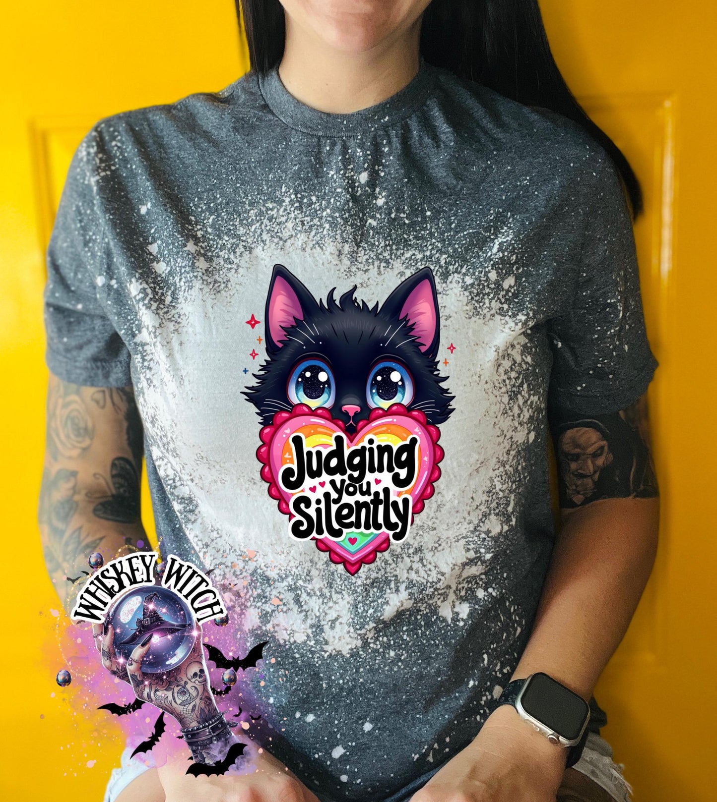 Unisex Judging You Silently Cat T-Shirt Sarcastic Graphic Tee