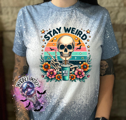 Stay Weird Skeleton Graphic Tee | Retro Spooky T-Shirt