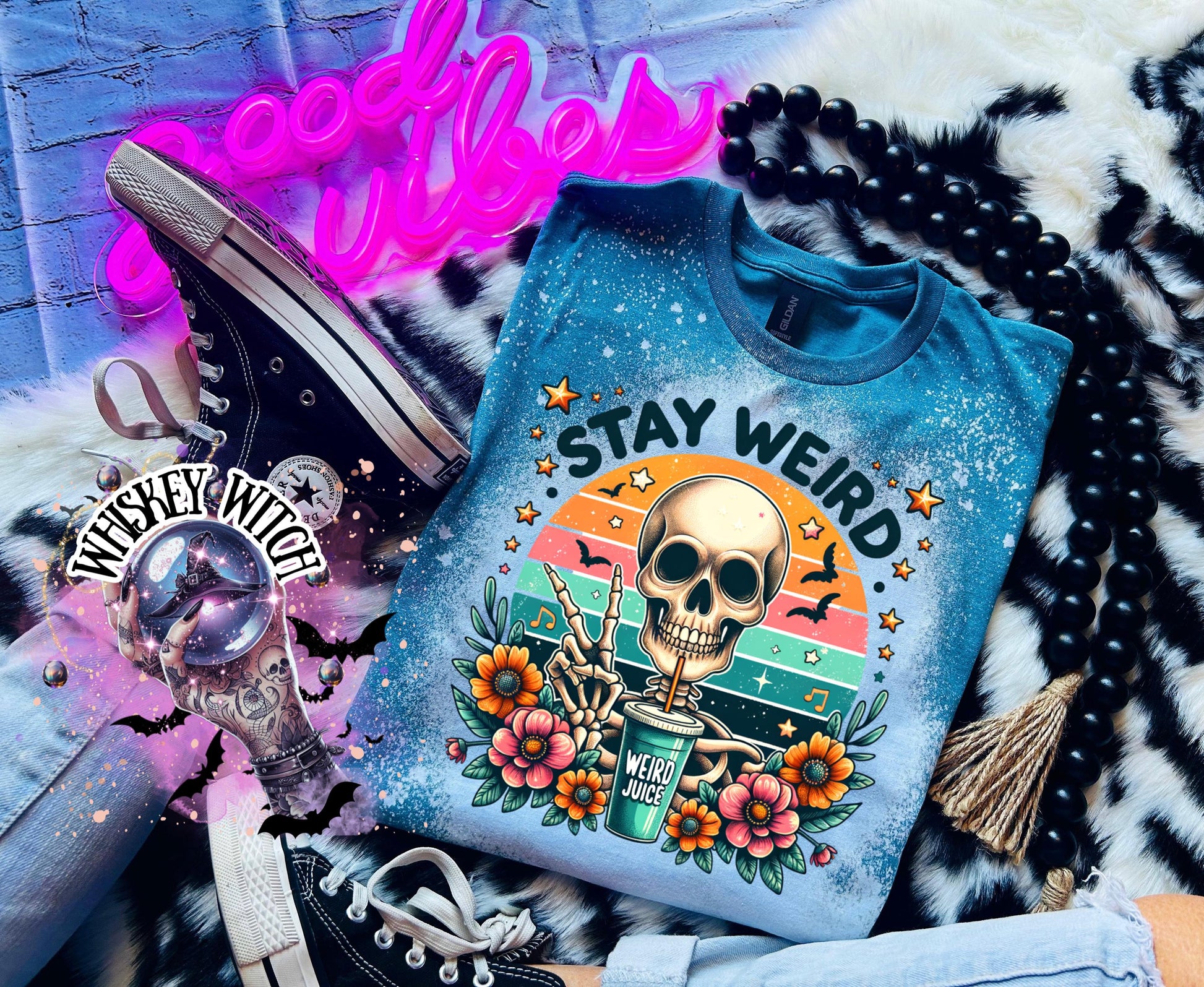 Stay Weird Skeleton Graphic Tee | Retro Spooky T-Shirt