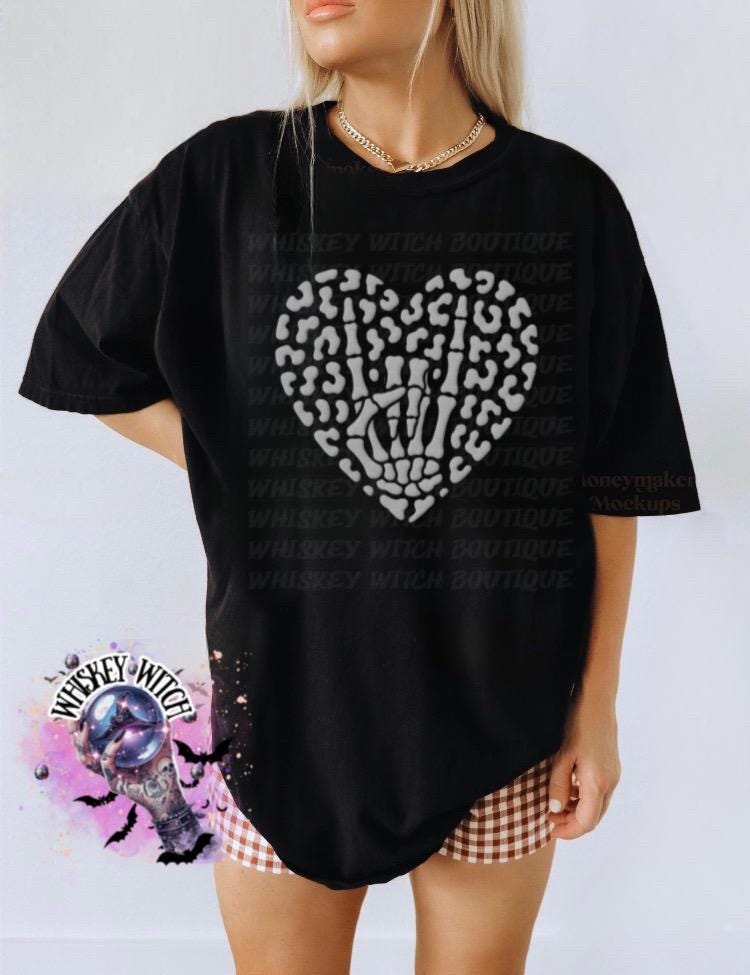 Skeleton Hand Heart T-Shirt, Black Spooky Valentine Goth Tee