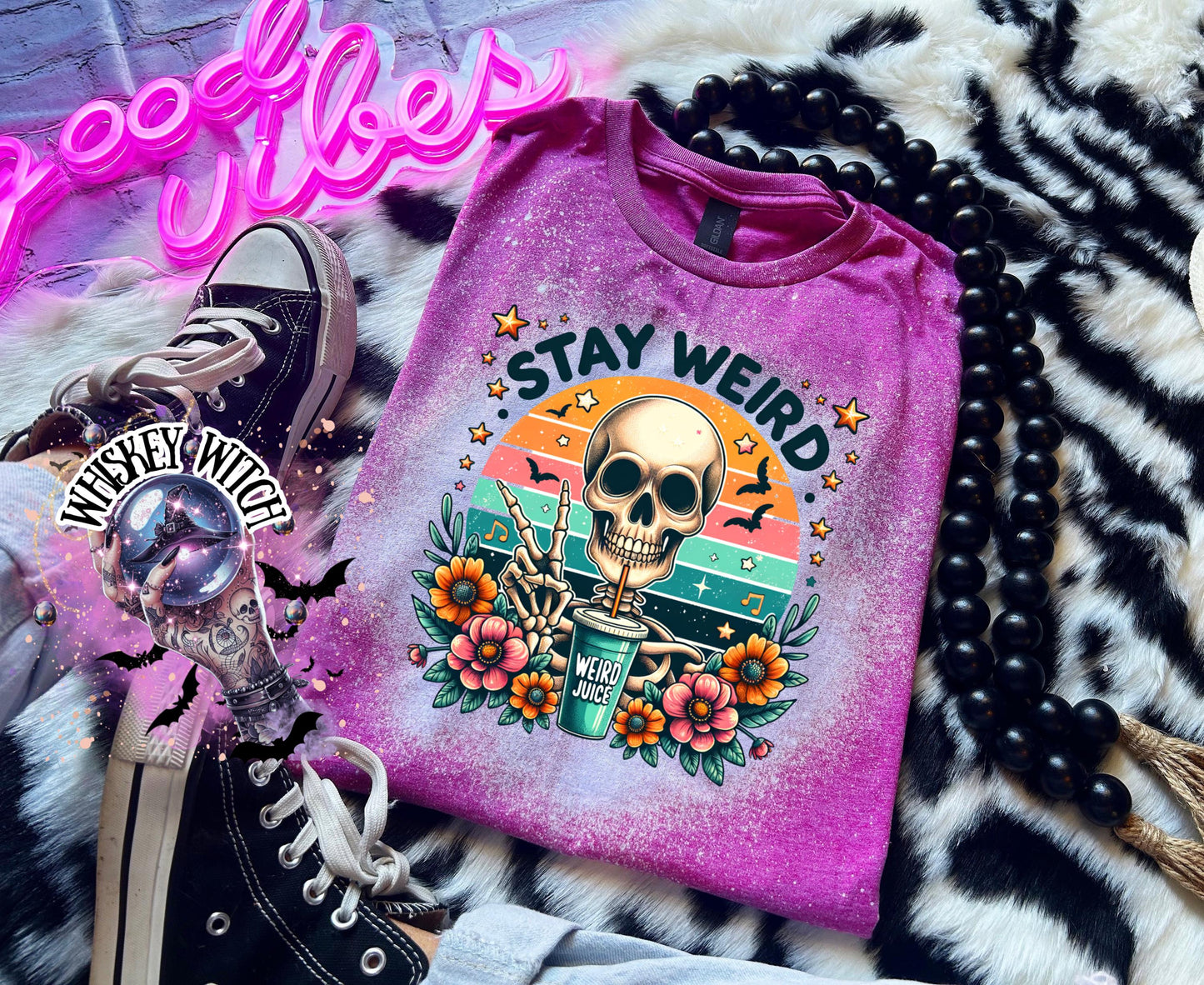 Stay Weird Skeleton Graphic Tee | Retro Spooky T-Shirt