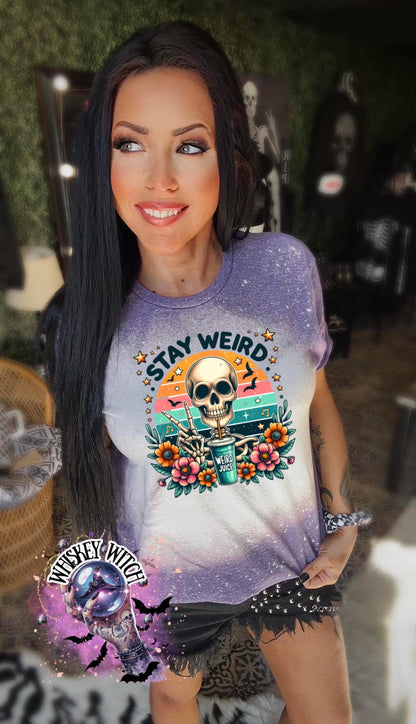 Stay Weird Skeleton Graphic Tee | Retro Spooky T-Shirt