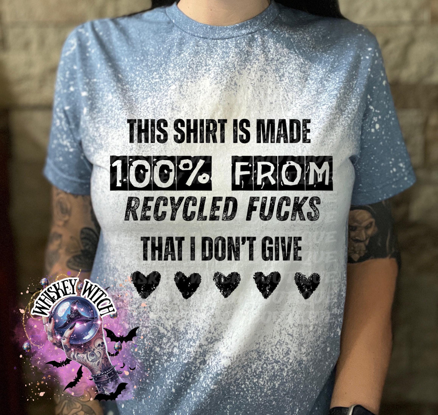 Funny Bleached Graphic Tee, Recycled Fcks Sarcastic Shirt, Adult Humor