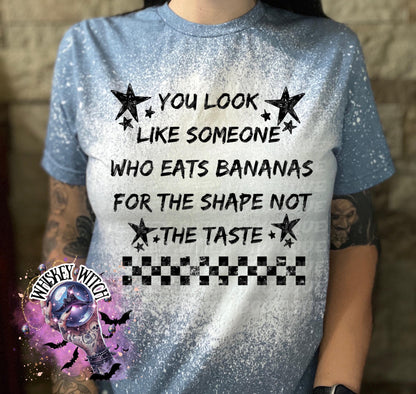 Funny Bleached T-Shirt, Banana Shape Joke, Sarcastic Graphic Tee