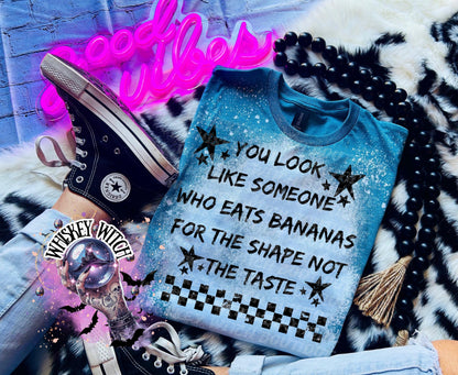 Funny Bleached T-Shirt, Banana Shape Joke, Sarcastic Graphic Tee