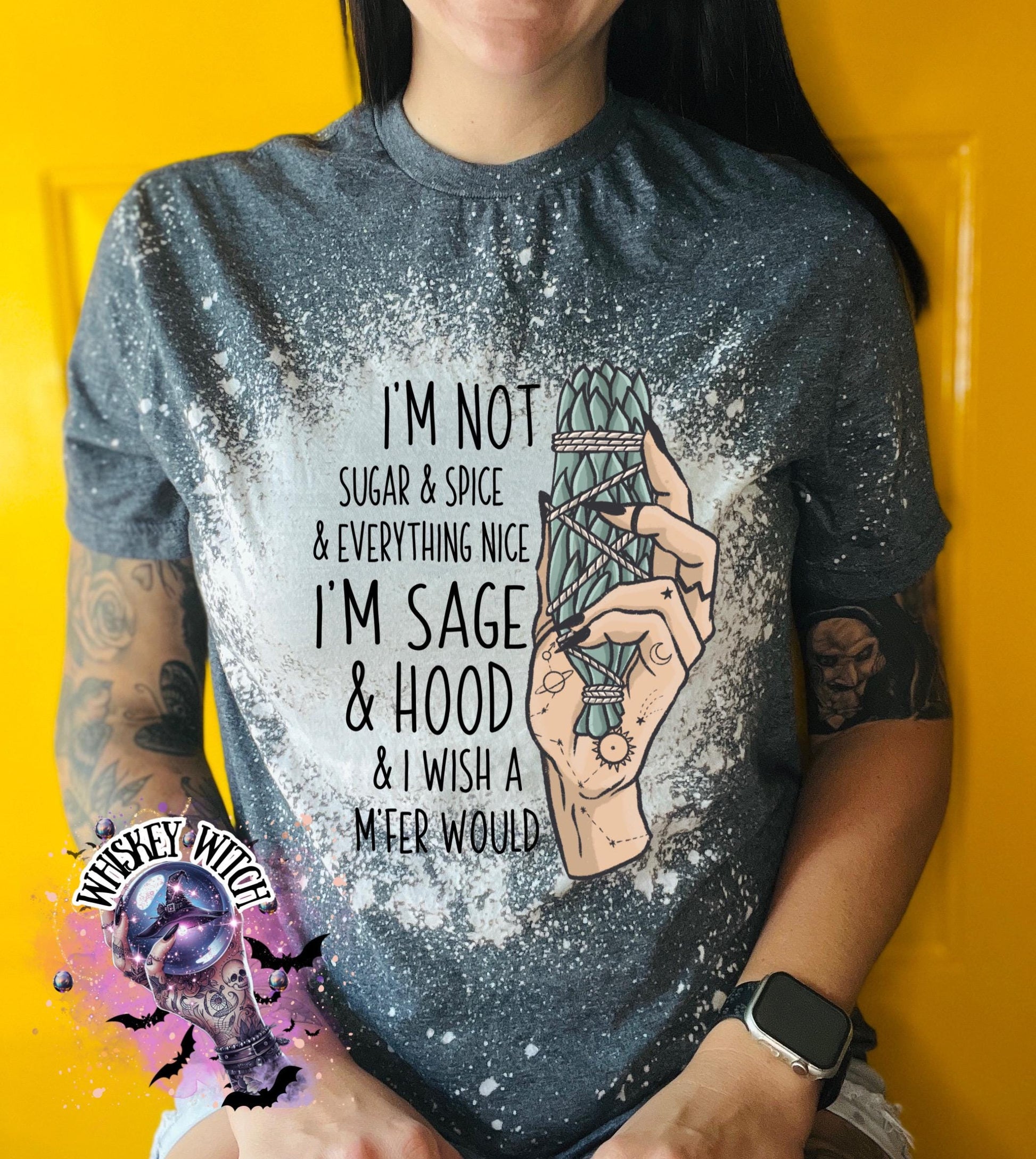 Bleached shirt Sage and Hood witchy shirt | sassy | unisex | bleached | vintage | retro | distressed | custom | funny | gift best seller