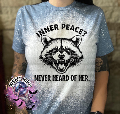 Sarcastic Inner Peace Shirt, Funny Sassy Raccoon Graphic Tee Women’s T-Shirt Unisex