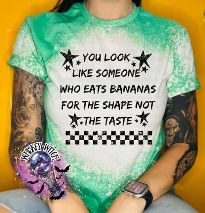 Funny Bleached T-Shirt, Banana Shape Joke, Sarcastic Graphic Tee