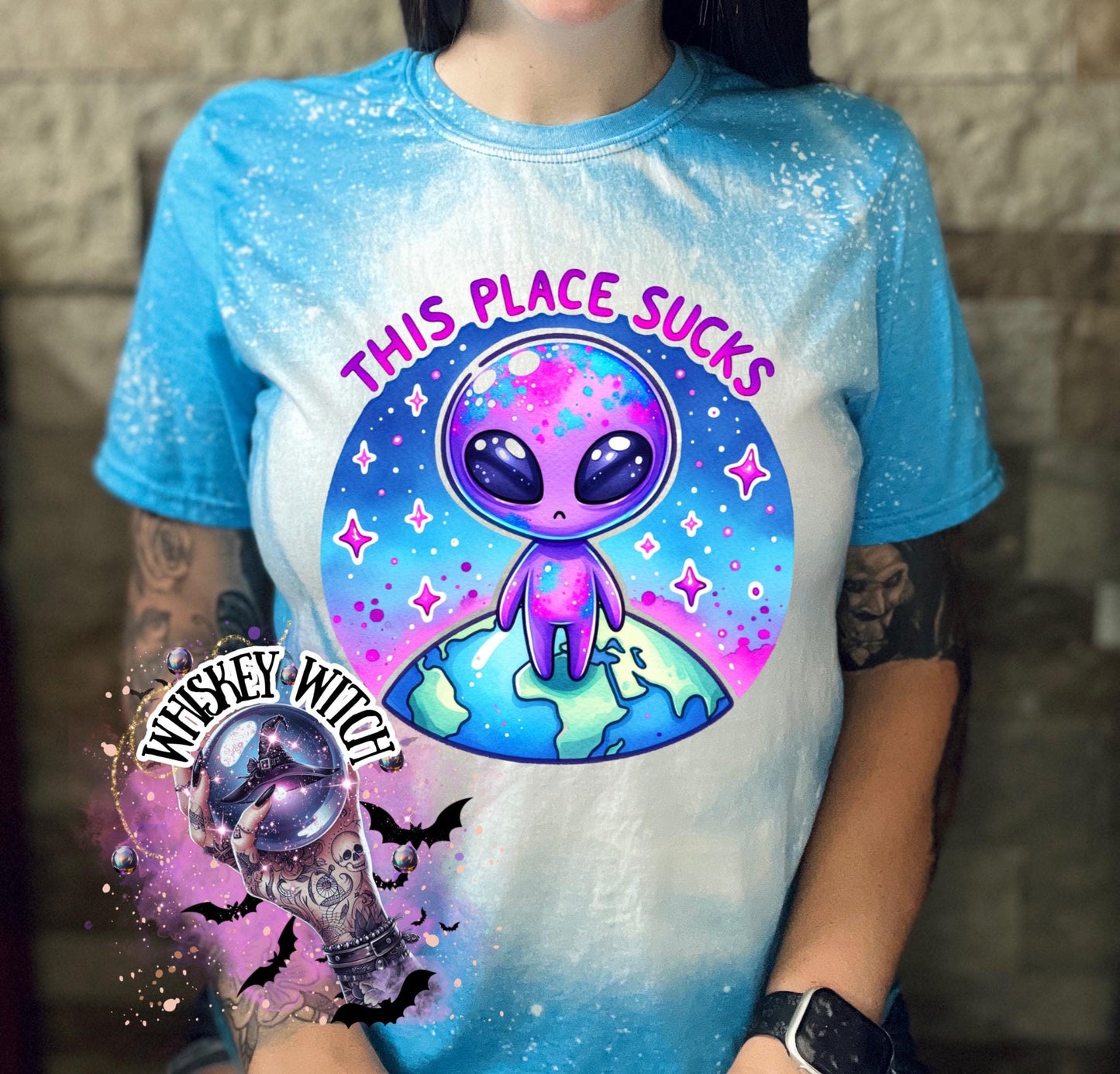 This Place Sucks Alien | vintage | retro | distressed | custom | funny shirt | Halloween | gift | sarcastic | snarky | goth | custom | mom