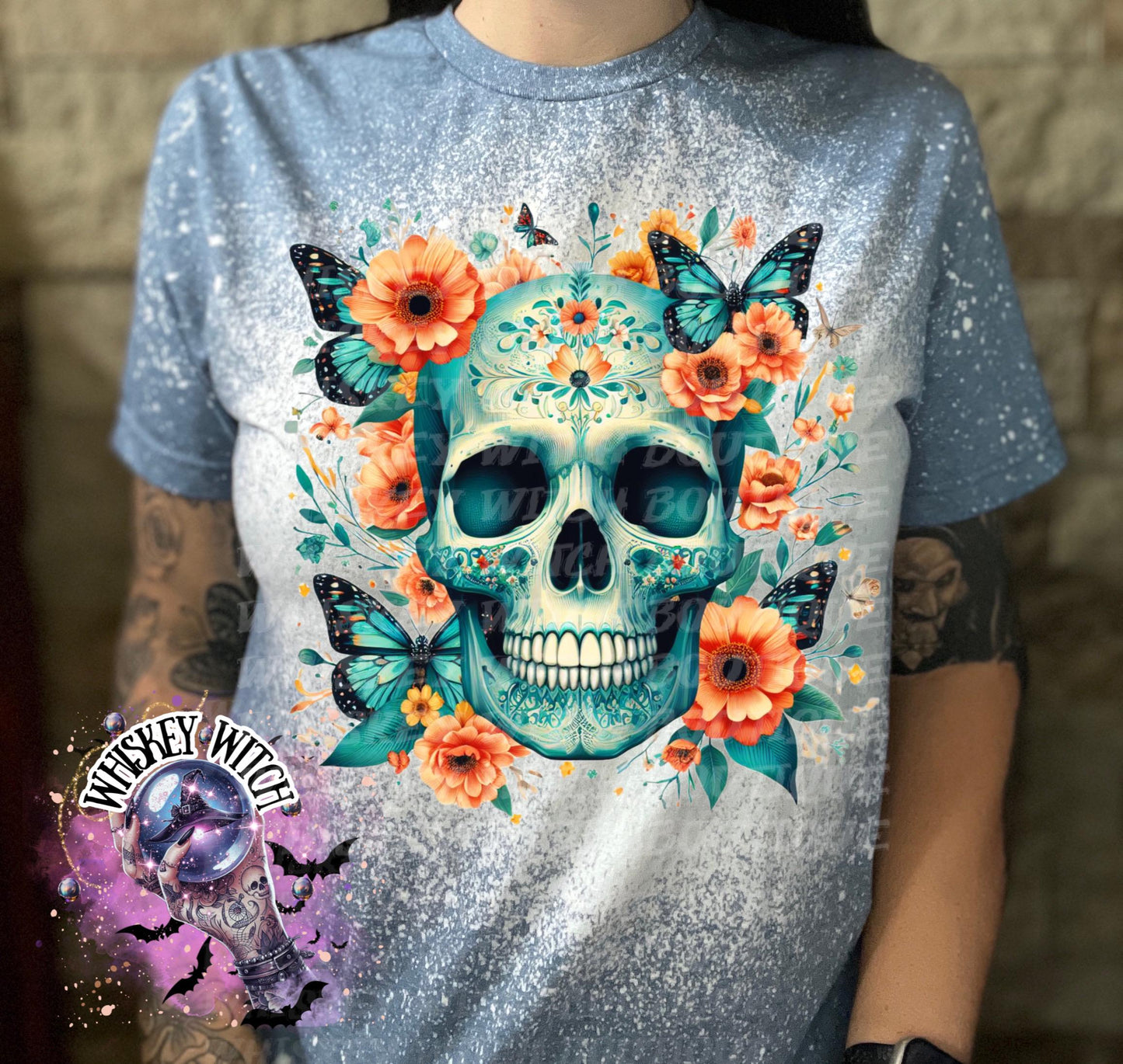 Turquoise Skull Gothic T Shirt